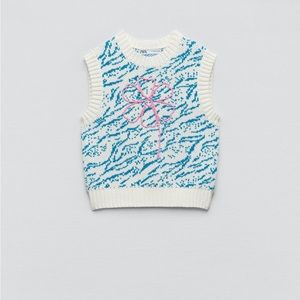 Zara Embroidered Flower Knit Vest - Small - NWT